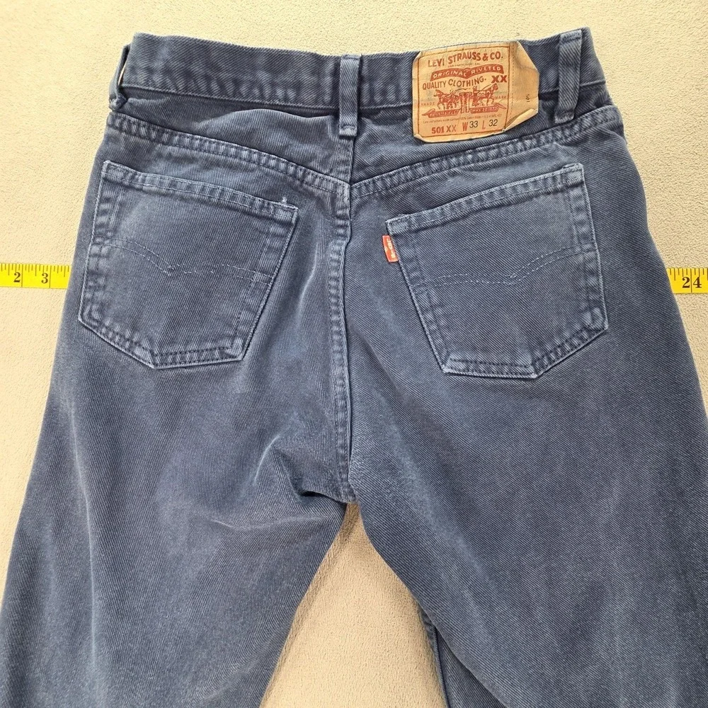VTG Levis 501 Jeans Mens Navy Blue‎ Med Wash Made USA Button Fly Fits 28x30